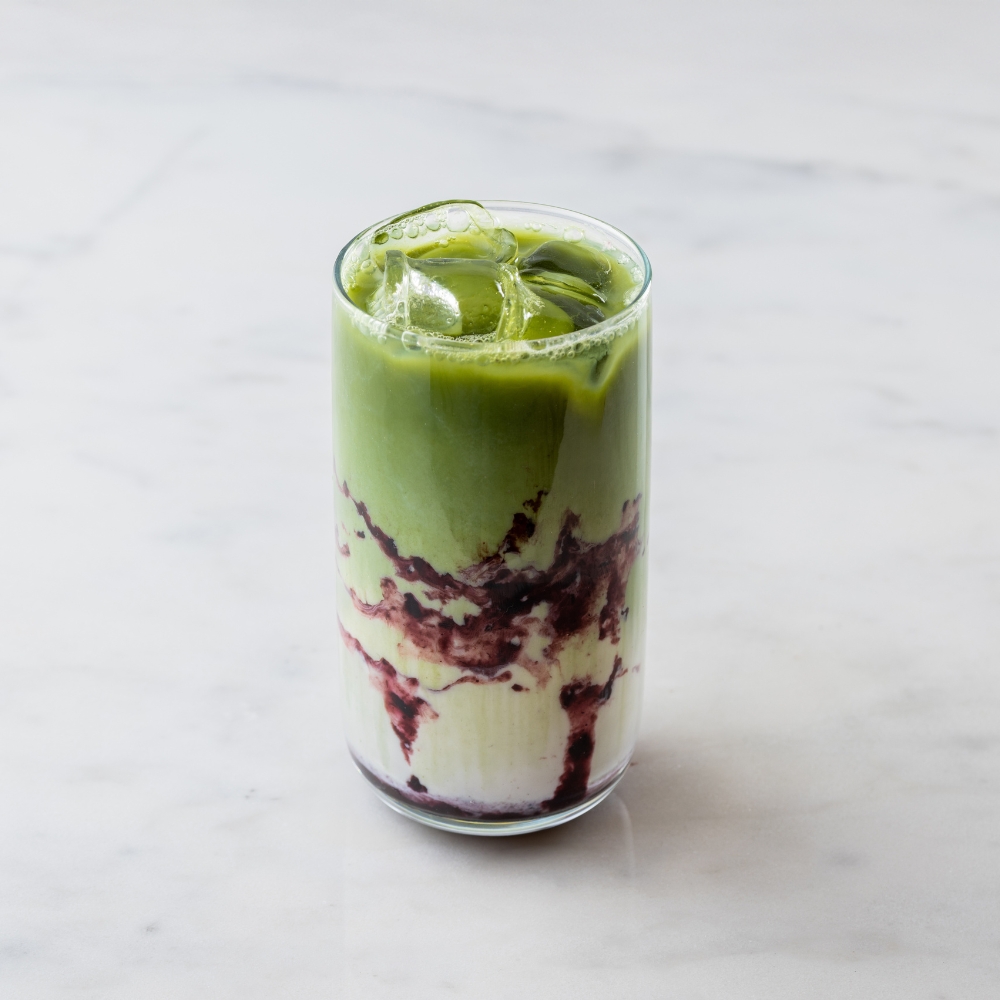Blueberry Matcha Latte / Iced Blueberry Matcha Latte